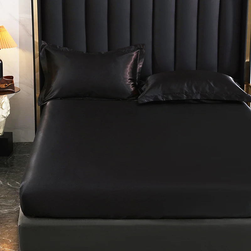 Drap housse en satin noir - 90x200x20cm 1pc