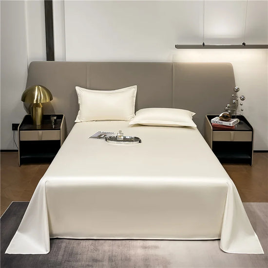 Drap plat en coton à fibres blanc - 180X230cm