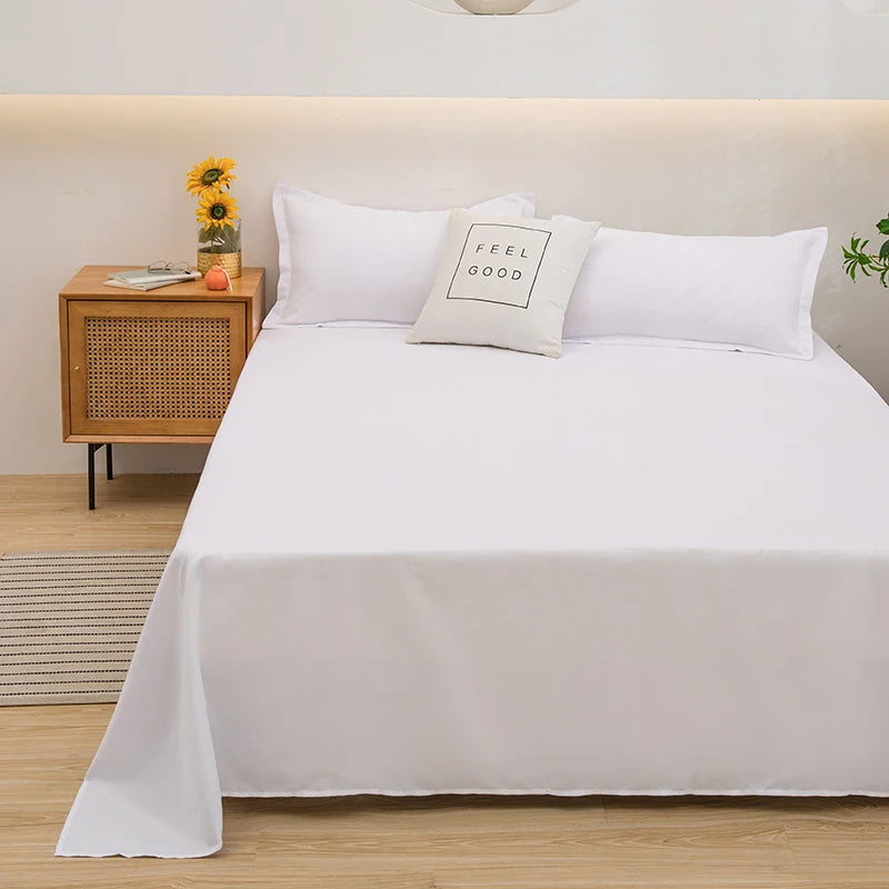 Drap plat en Polyester blanc - 220x230cm