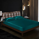 Drap housse en soie vert - 180x200x25cm