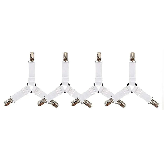 Clip triangulaire antidérapant pour draps ajustable - 4 Pcs Blanc