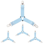 Clip triangulaire antidérapant pour draps ajustable - 4 Pcs Bleu