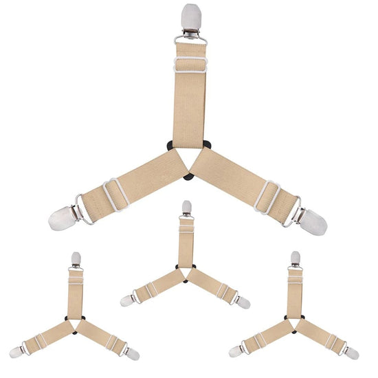 Clip triangulaire antidérapant pour draps ajustable - 4 Pcs Marron