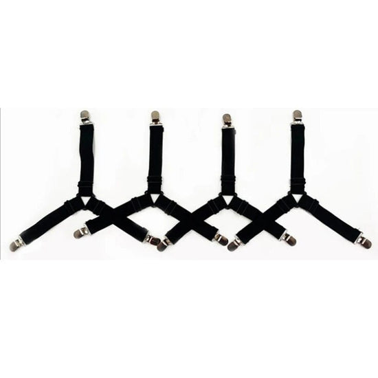 Clip triangulaire antidérapant pour draps ajustable - 4 Pcs Noir