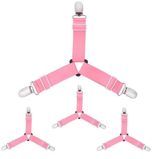 Clip triangulaire antidérapant pour draps ajustable - 4 Pcs Rose