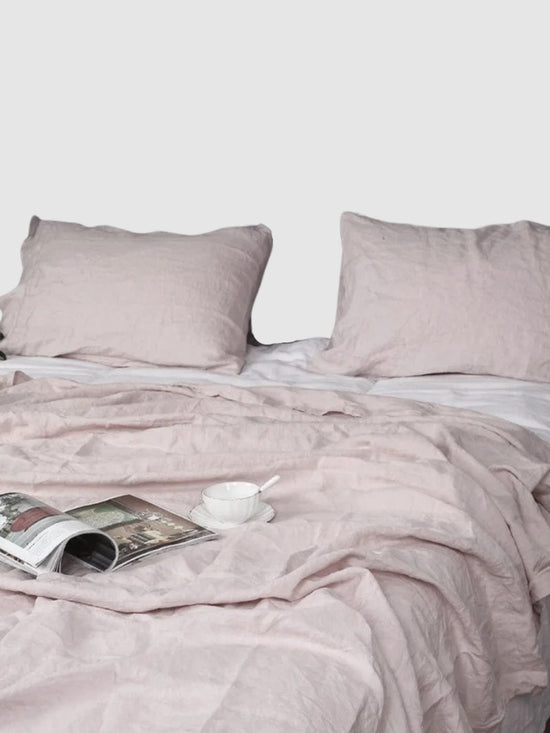 Drap plat en lin 120x220 - Rose