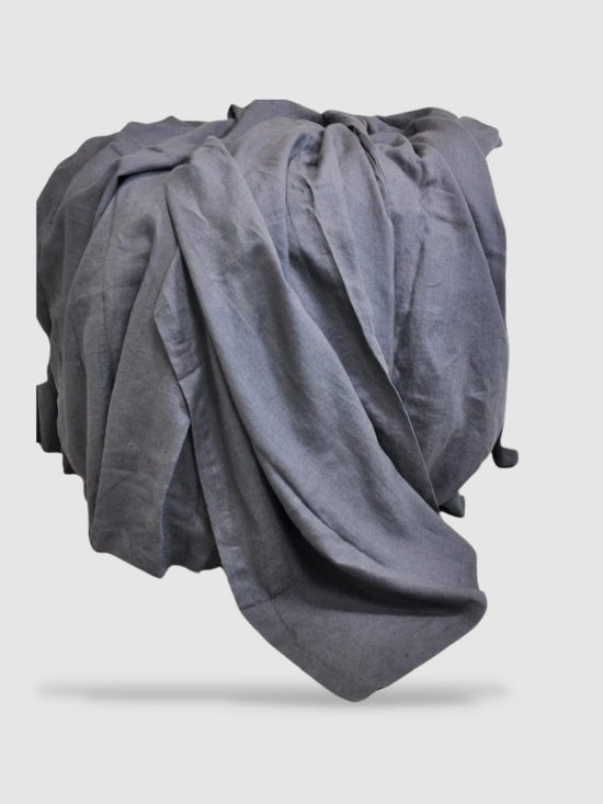 Drap plat en lin 180x200 - Gris foncé