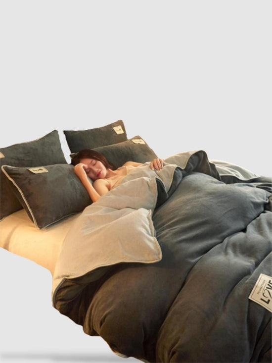 housse de couette d’hiver 220x240 - Gris