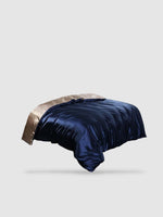 Housse de couette en soie de mûrier 260x240 - Bleu/beige