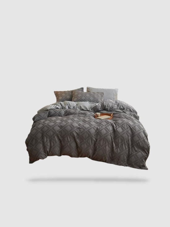 housse de couette brodée 220x240 - Gris