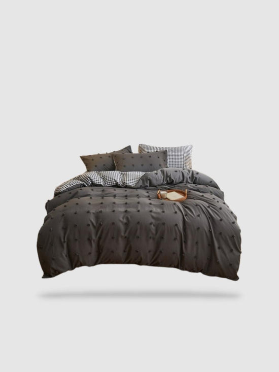 housse de couette brodée 220x240 - Gris foncé