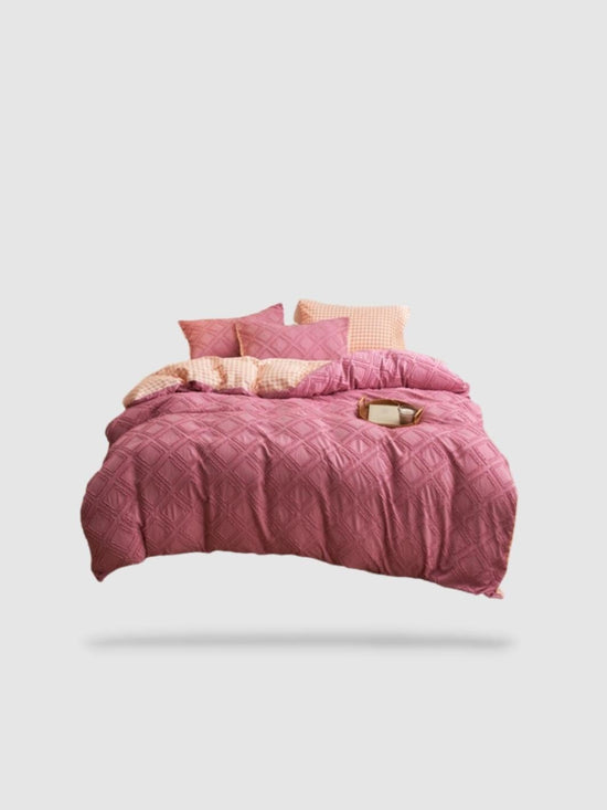 housse de couette brodée 220x240 - Rose