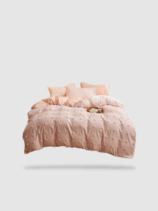 housse de couette brodée 200x230 - Saumon