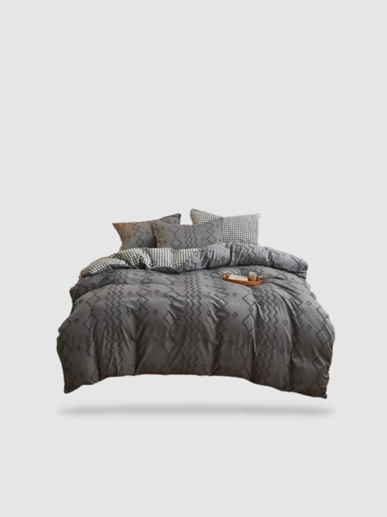 housse de couette brodée 150x200 - Gris anthracite