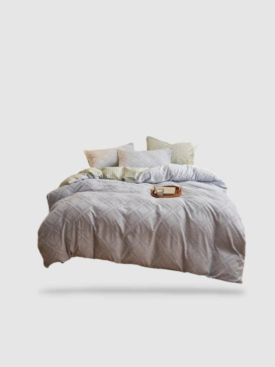 housse de couette brodée 150x200 - Gris clair