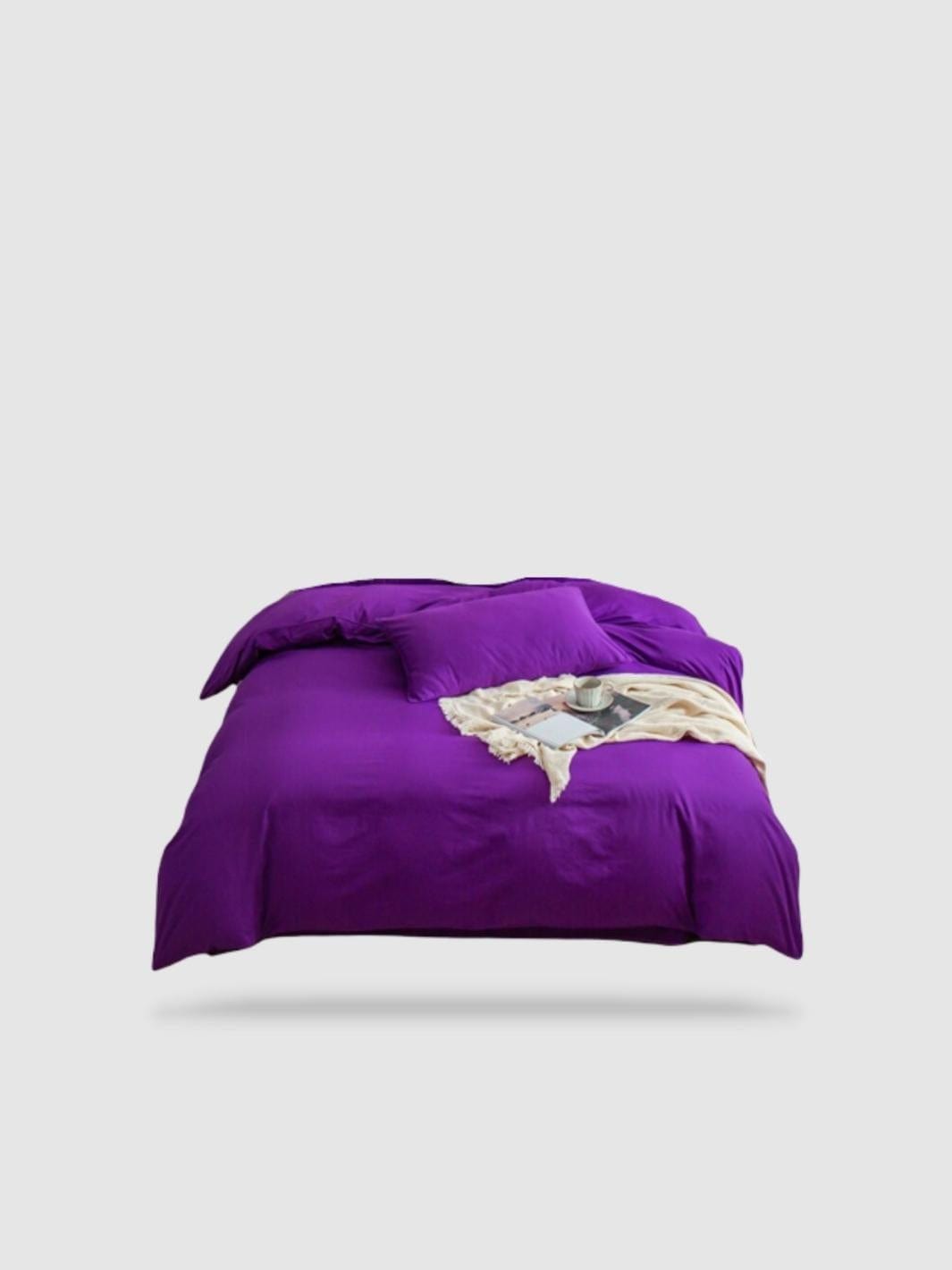 Housse De Couette King Size 400 Fils - 100% Coton Satin - Rayures Améthyste/Mauve