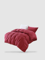 housse de couette coton lavé 180x220 - Bordeau