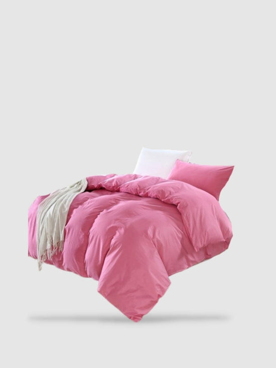 housse de couette coton lavé 180x220 - Rose pastel