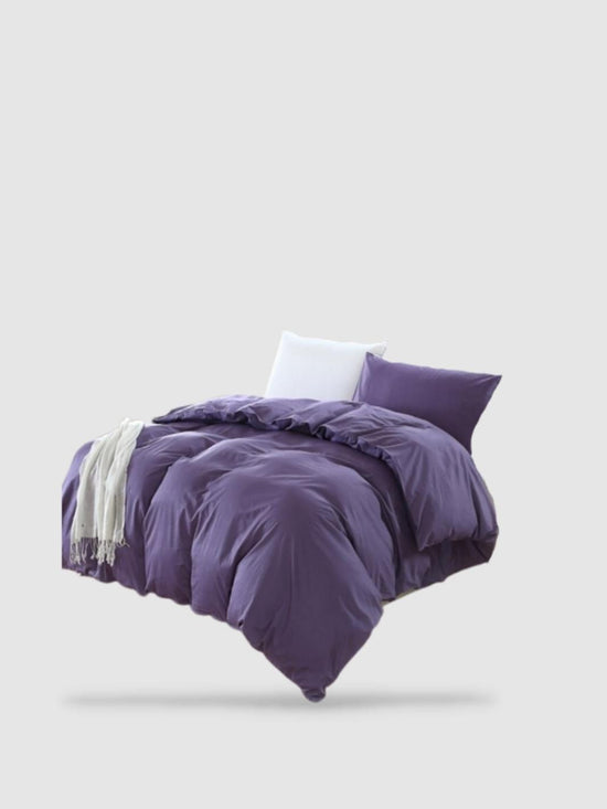 housse de couette coton lavé 160x210 - Violet foncé