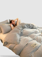 housse de couette d’hiver 180x220 - Gris clair