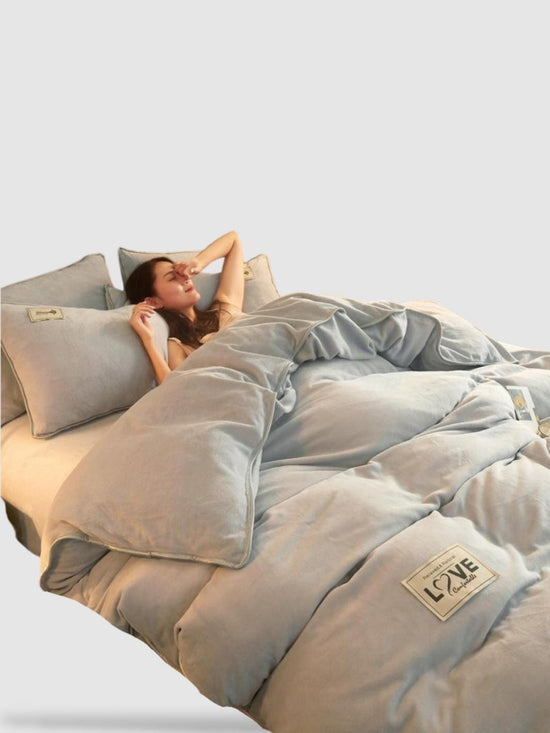 housse de couette d’hiver 180x220 - Gris clair