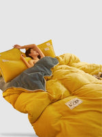 housse de couette d’hiver 180x220 - Jaune/gris