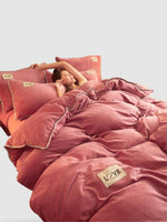 housse de couette d’hiver 180x220 - Rose