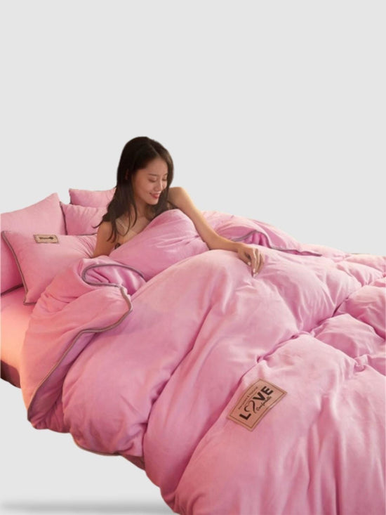 housse de couette d’hiver 180x220 - Rose clair
