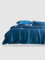 Housse de couette en soie naturelle 160x210 - Bleu