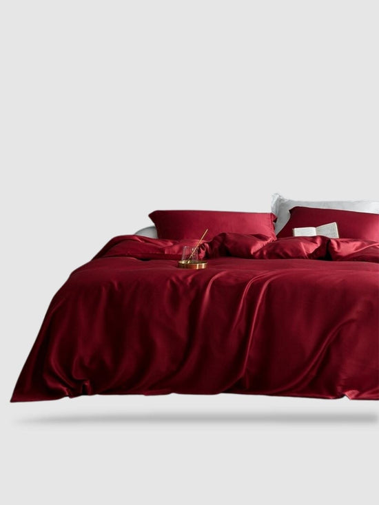 Housse de couette en soie naturelle 160x210 - Rouge