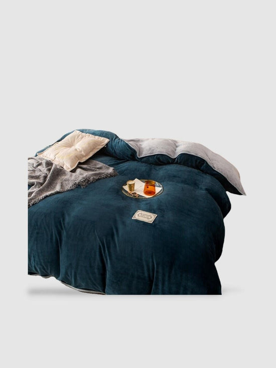 housse de couette hiver 180x220 - Bleu/gris