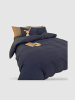 housse de couette polyester et coton 160x210 - Bleu nuit