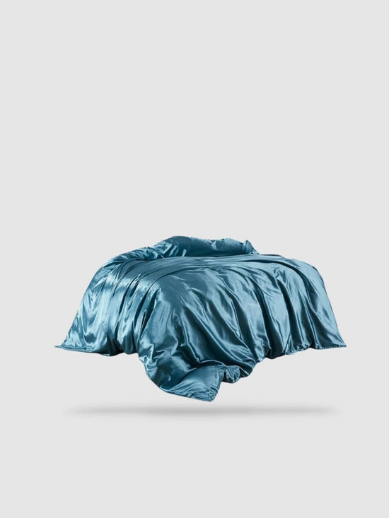 housse de couette satin de coton 180x210 - Bleu métal