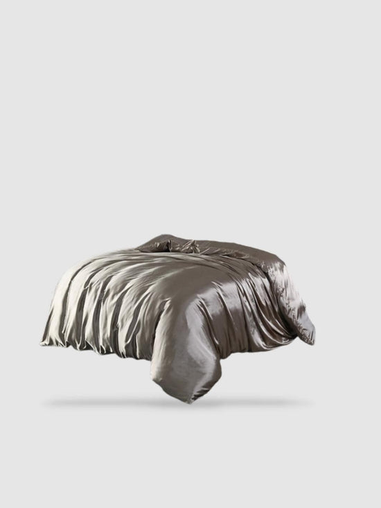 Housse de couette en soie de mûrier 230x230 - Gris métal