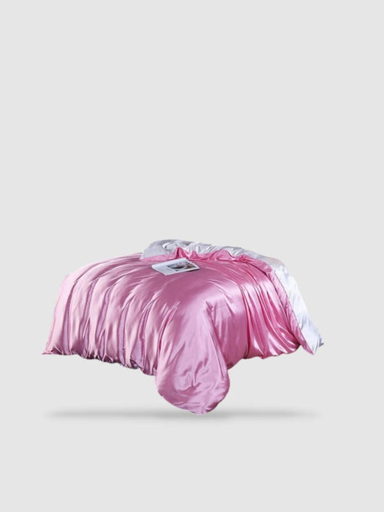 Housse de couette en soie de mûrier 230x230 - Rose/gris