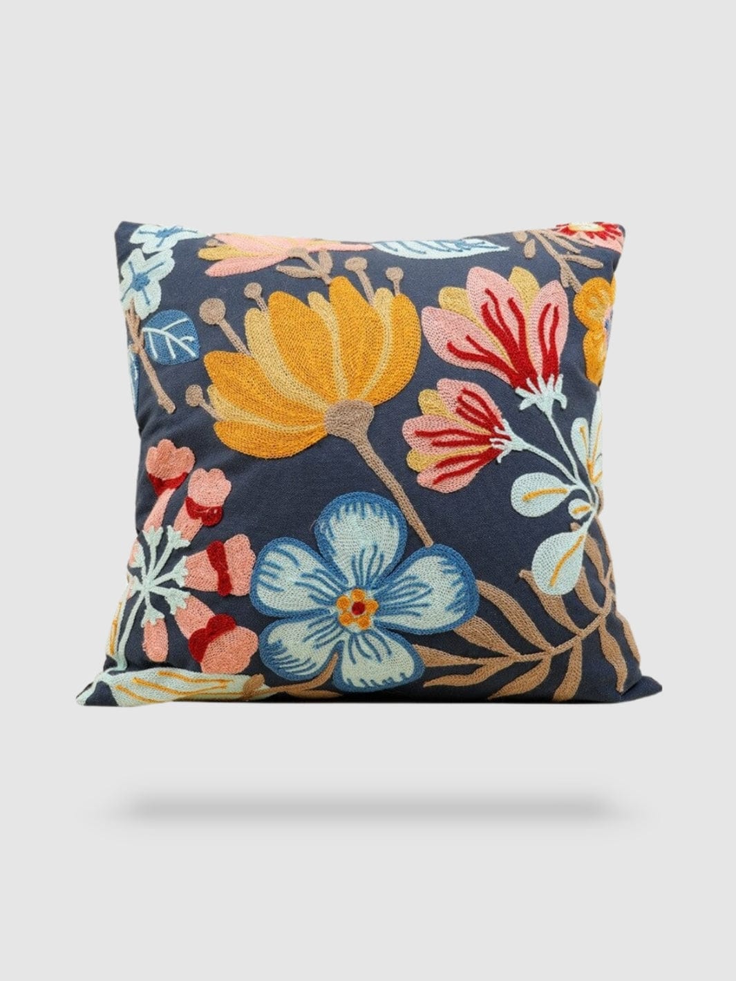 housse de coussin brodée florale 45x45 - Motif 1