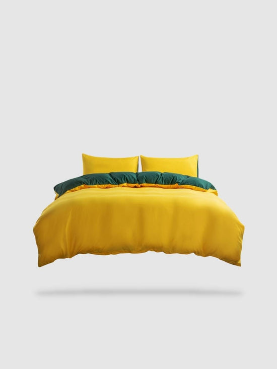 parure de lit uni 220x240 - Jaune/vert