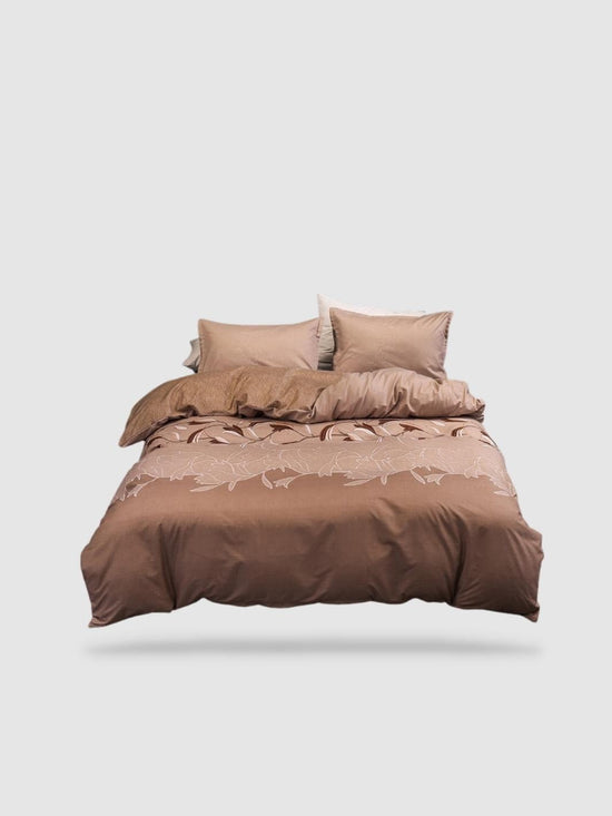 parure de lit motif Floral 200x200 - Camel