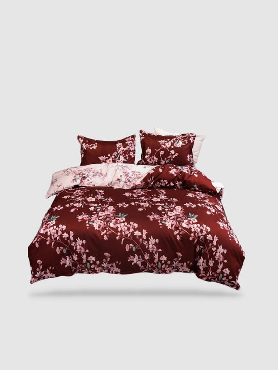 parure de lit motif Floral 200x200 - Rouge/blanc