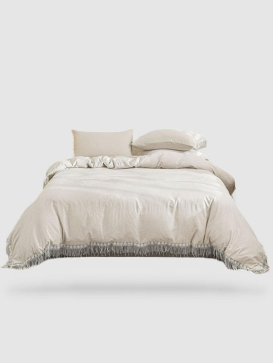 parure de lit pompon 200x200 - Gris claire