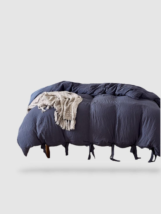 parure de lit en microfibre 260x220 - Bleu foncé