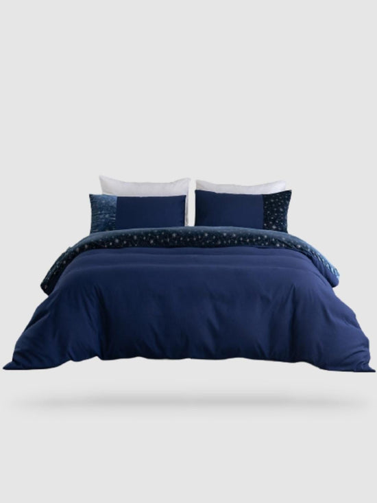 parure de lit patchwork 200x200 - Bleu