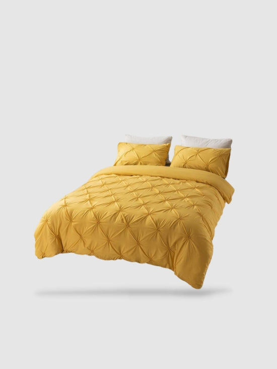 Parure de lit plissée 200x200 - Jaune