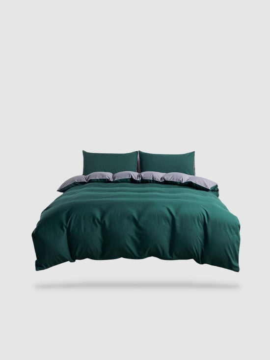 parure de lit uni 135x200 - Vert/gris