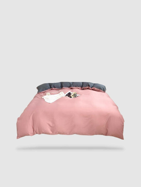 housse de couette tibétaine 220x220 - Rose pastel/gris