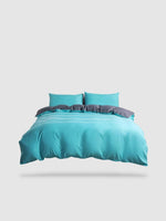 parure de lit uni 220x240 - Turquoise/gris