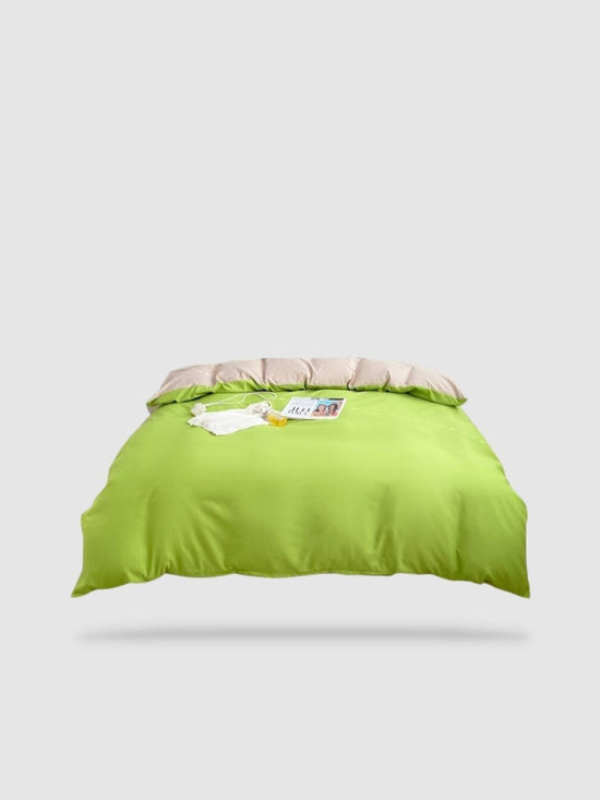 housse de couette tibétaine 220x220 - Vert pomme/beige