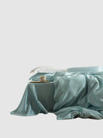 Parure de lit en soie 25 Momme 200x230 - Turquoise