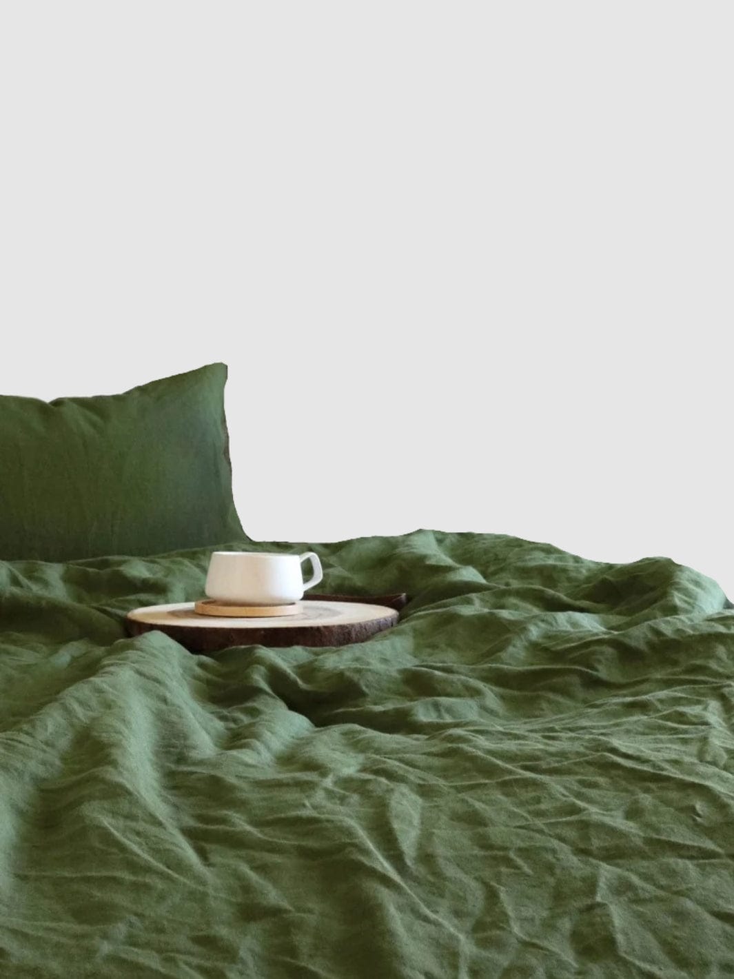 Drap plat en lin 120x200 - Vert foncé