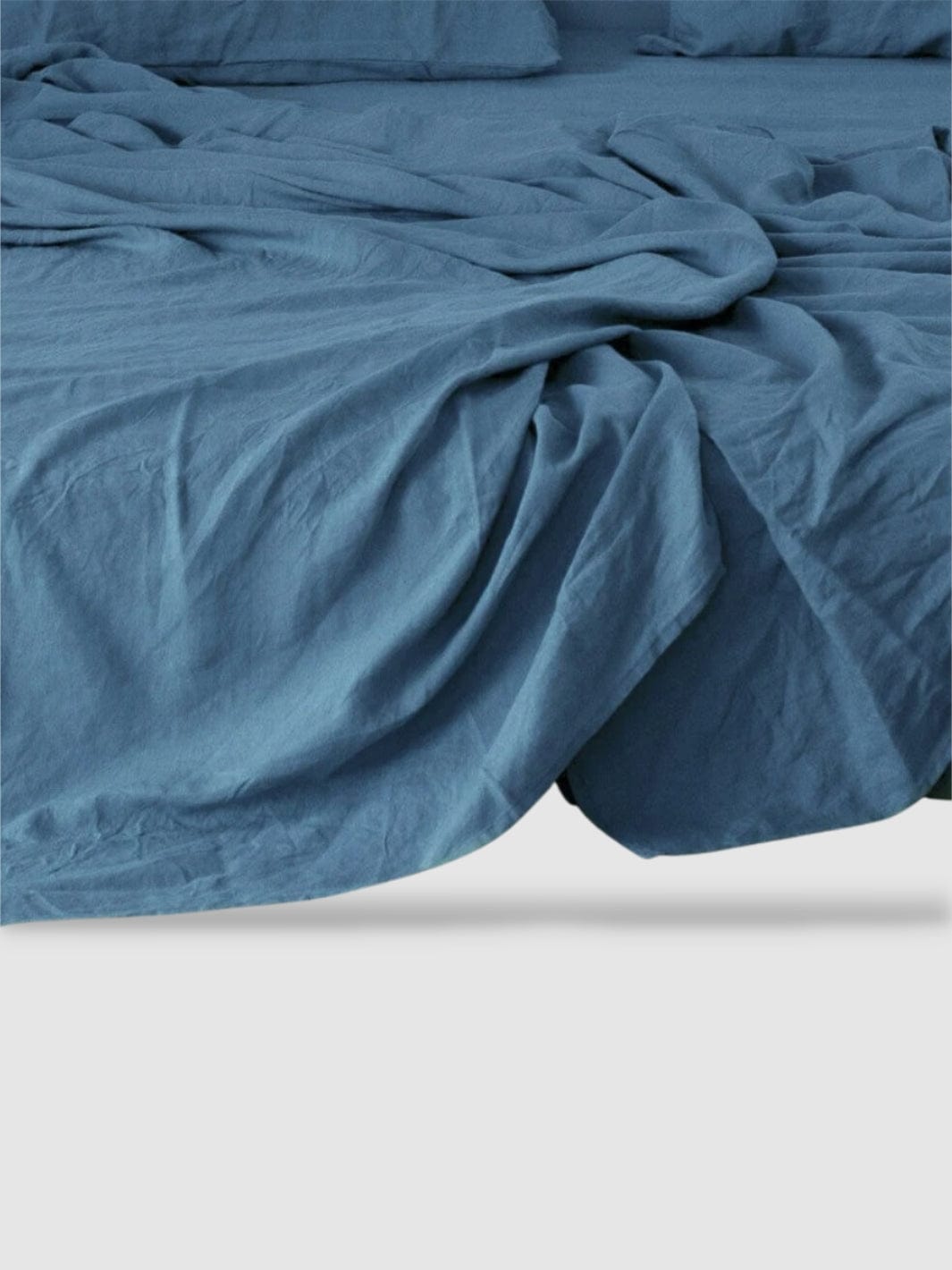 Drap plat en lin 180x230 - Bleu lac